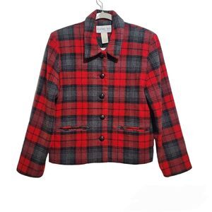 Vintage Bedford Fair Lifestyles Wool Blend Plaid Blazer Jacket Size 4P